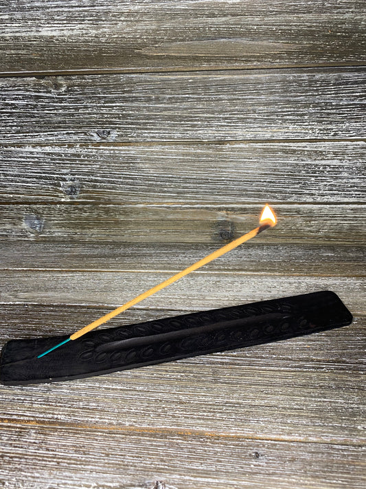 Black Carved Wooden Incense Boat
