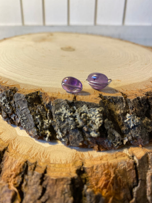 INSIGHT Earrings - Sterling Silver and Tumbled Amethyst Studs