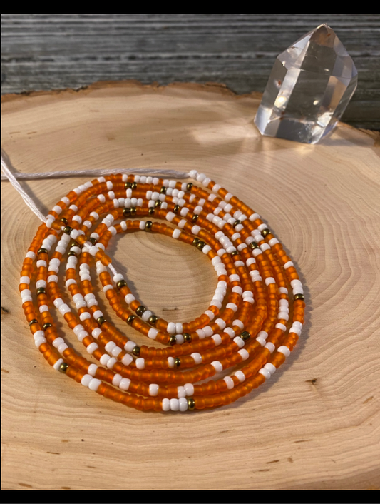 Harmonious Insight’s Waist Beads - Orange, White, Gold