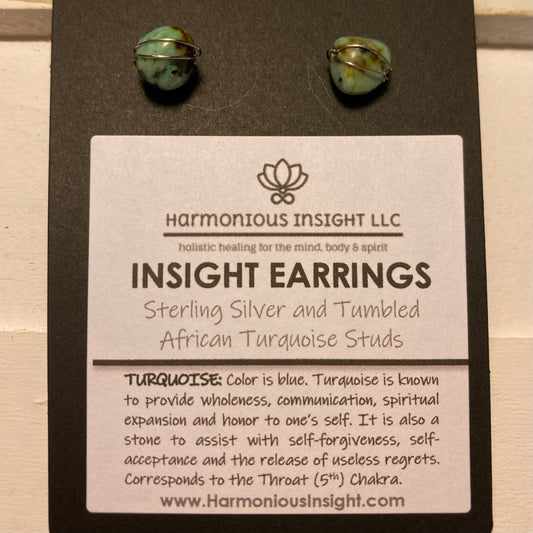 INSIGHT Earrings - Sterling Silver and Tumbled African Turquoise Studs