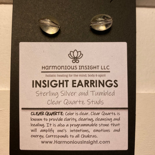 INSIGHT Earrings - Sterling Silver and Tumbled Clear Quartz Studs