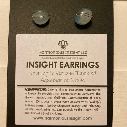 INSIGHT Earrings - Sterling Silver and Tumbled Aquamarine Studs