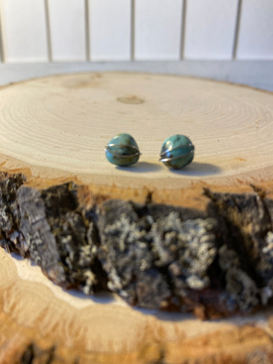 INSIGHT Earrings - Sterling Silver and Tumbled African Turquoise Studs